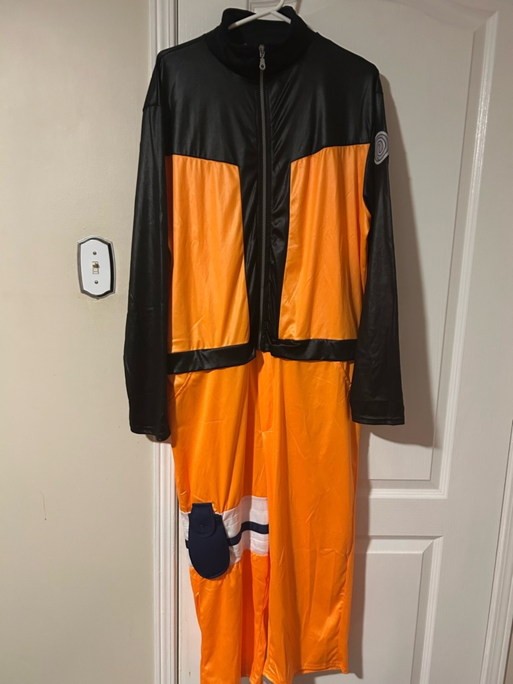 Naruto/Anime Black and Orange Full-Length Zip Costume Jumpsuit